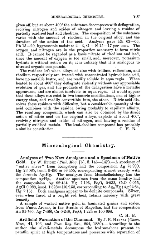 Mineralogical chemistry