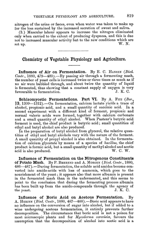 Chemistry of vegetable physiology and agriculture