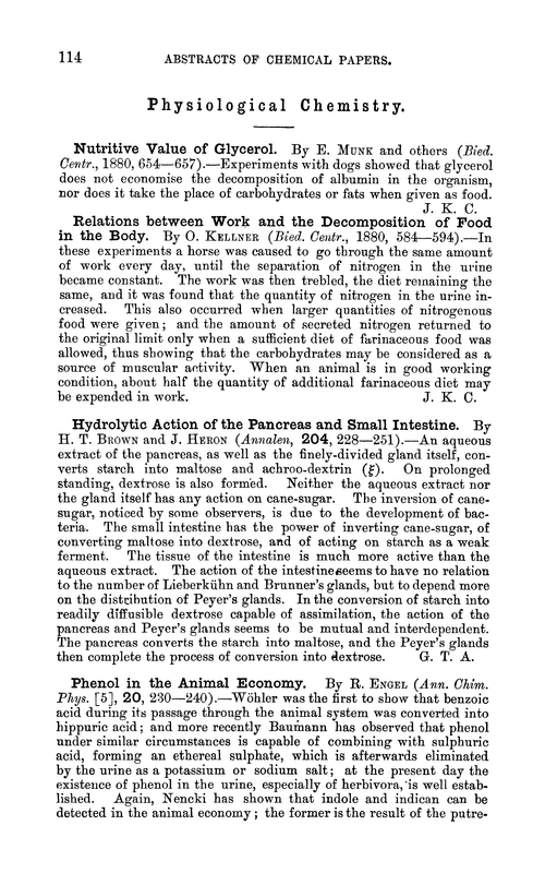 Physiological chemistry