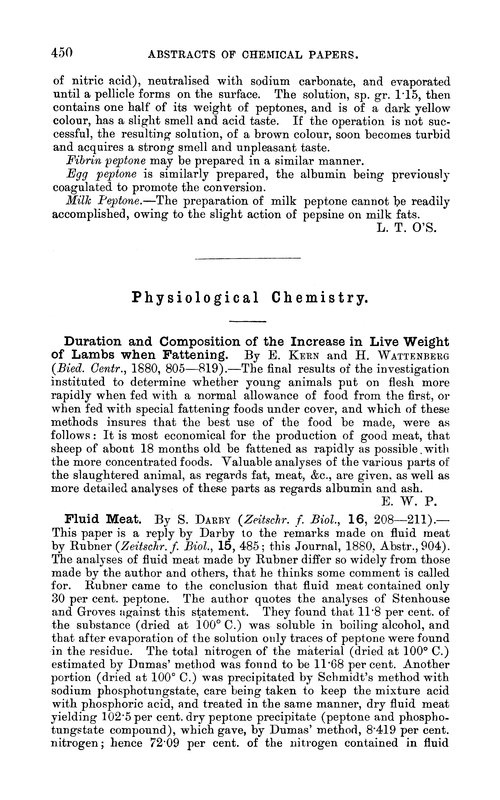 Physiological chemistry