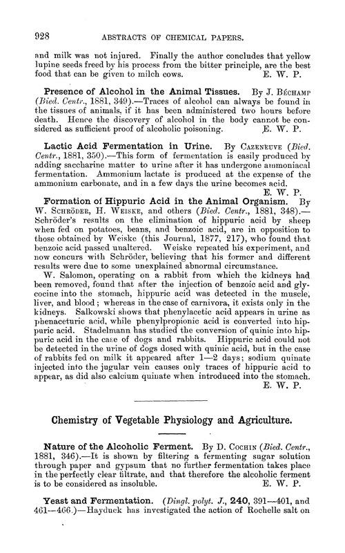 Chemistry of vegetable physiology and agriculture