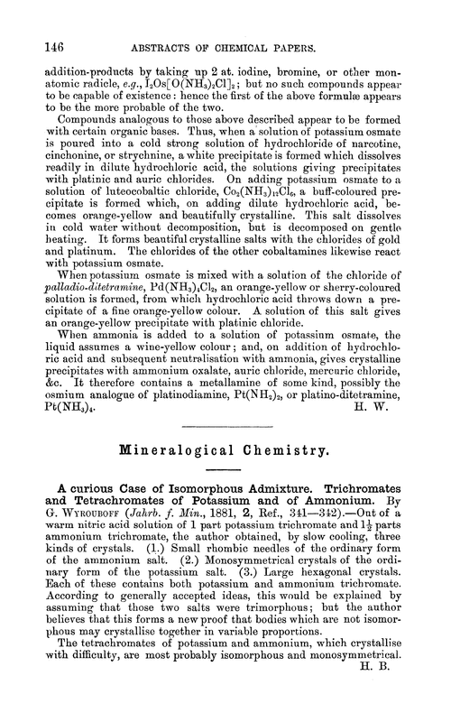 Mineralogical chemistry