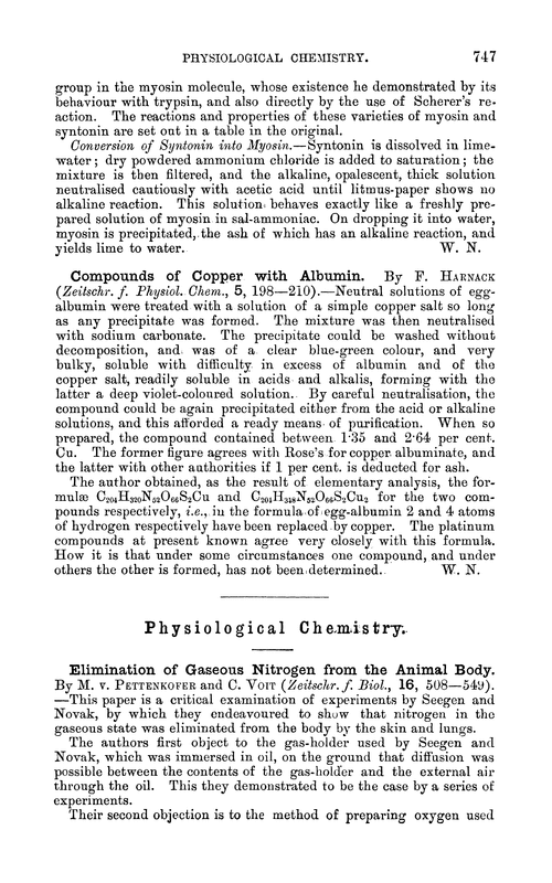 Physiological chemistry