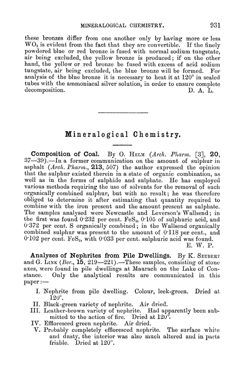 Mineralogical chemistry