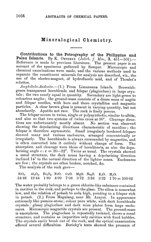 Mineralogical chemistry