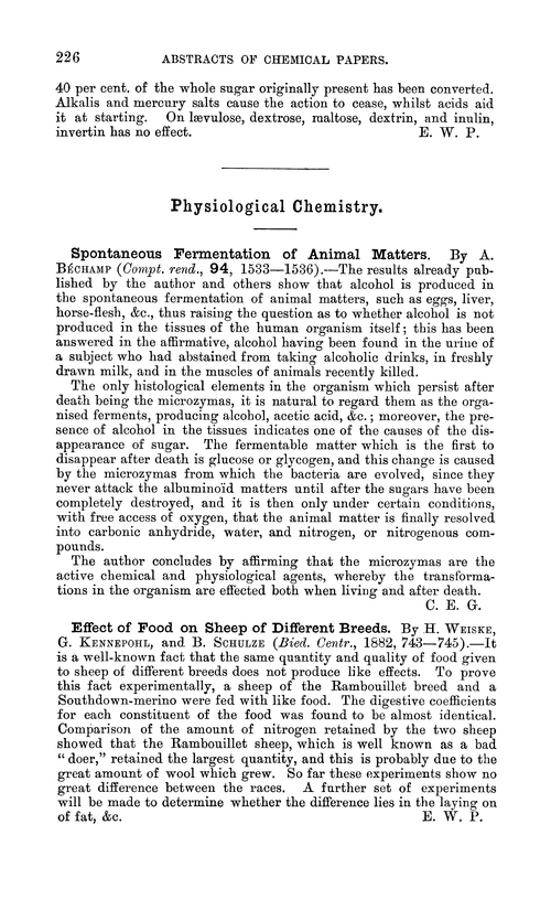 Physiological chemistry