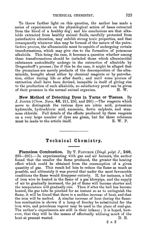 Technical chemistry