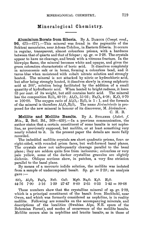 Mineralogical chemistry