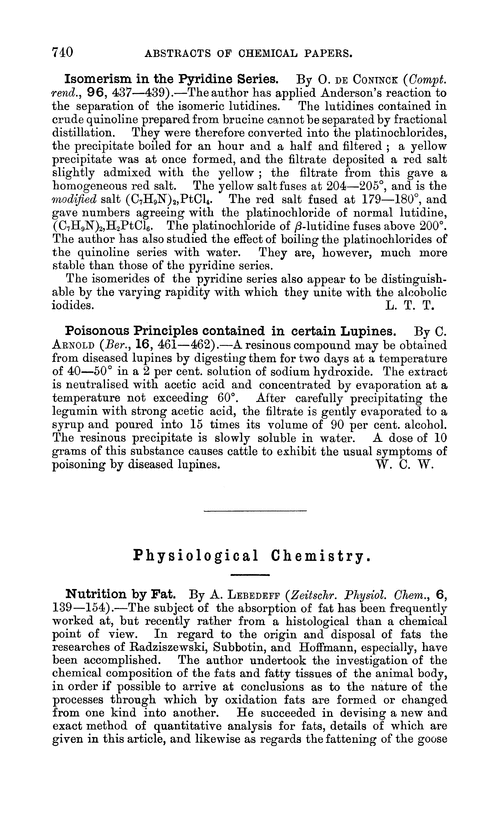 Physiological chemistry