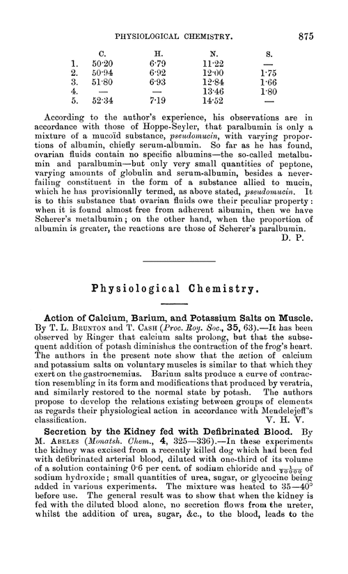 Physiological chemistry