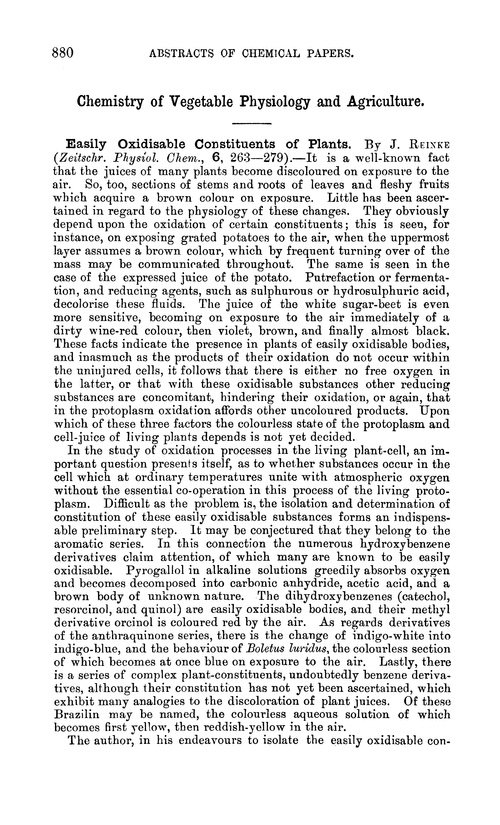 Chemistry of vegetable physiology and agriculture