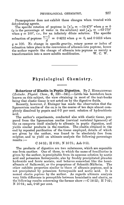 Physiological chemistry