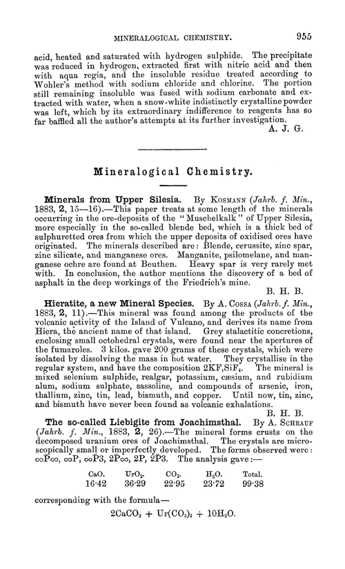 Mineralogical chemistry