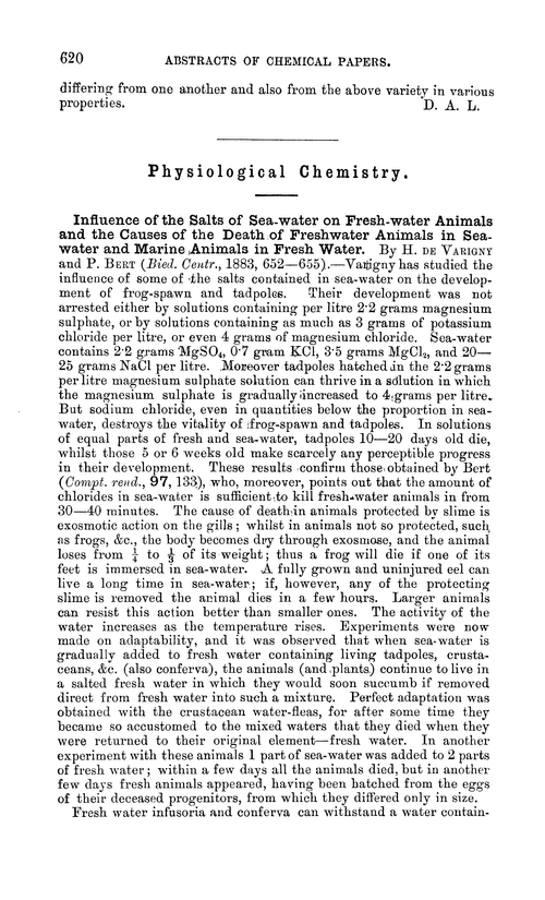 Physiological chemistry