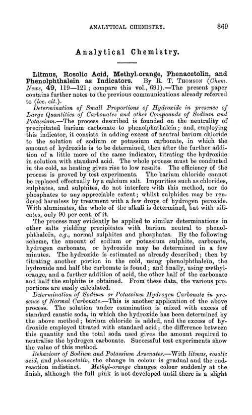 Analytical chemistry
