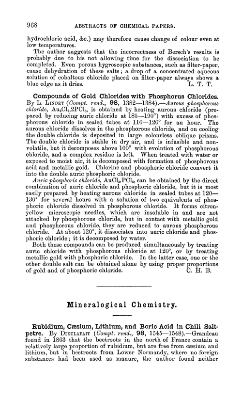 Mineralogical chemistry