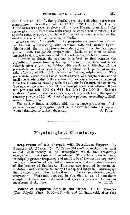 Physiological chemistry