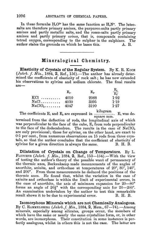 Mineralogical chemistry