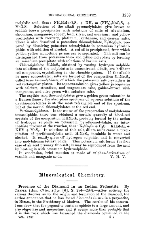Mineralogical chemistry