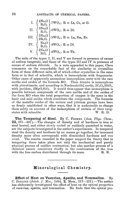 Mineralogical chemistry