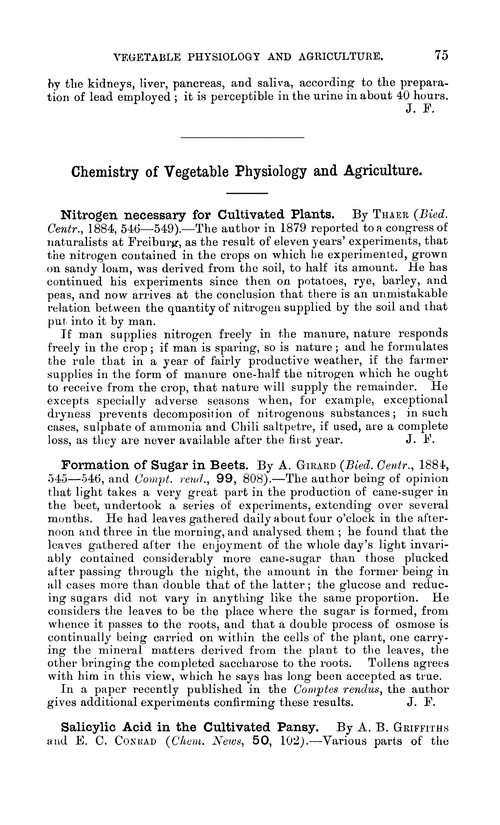 Chemistry of vegetable physiology and agriculture