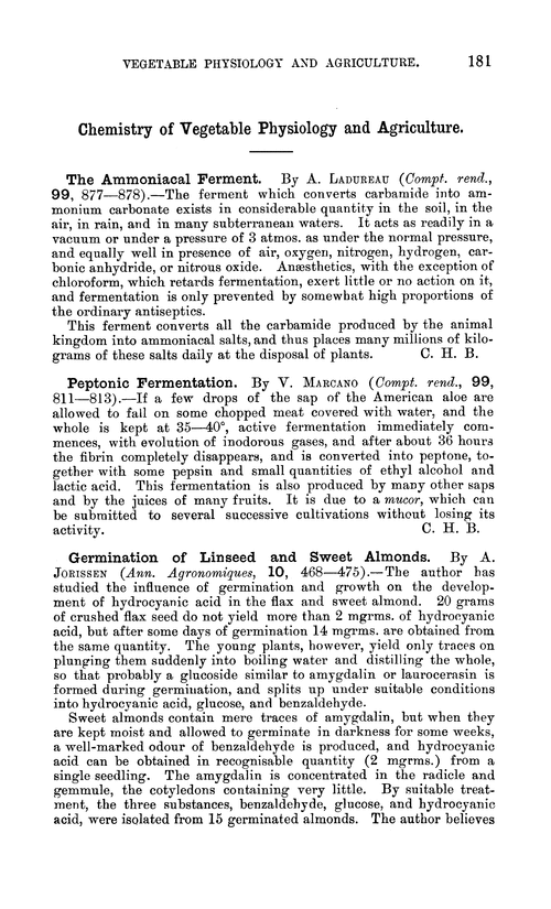 Chemistry of vegetable physiology and agriculture