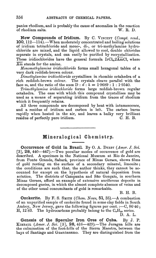 Mineralogical chemistry