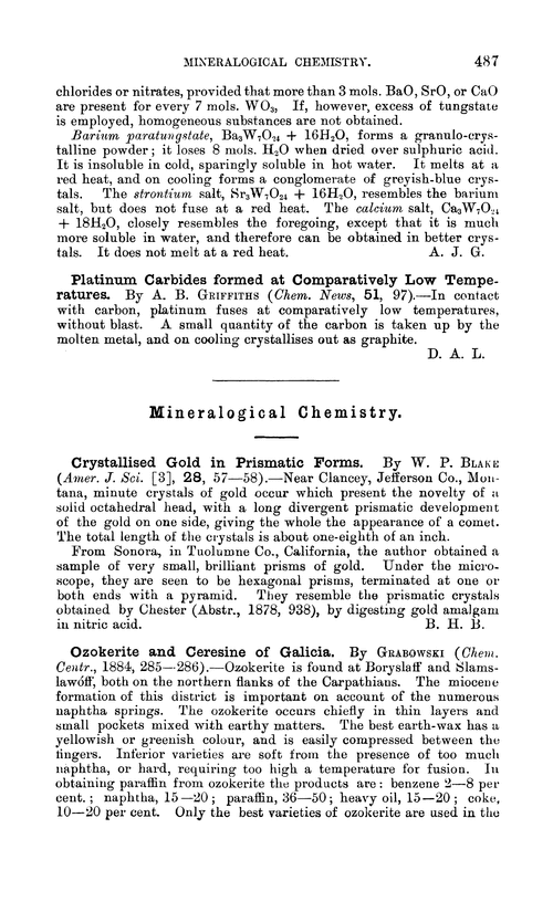 Mineralogical chemistry