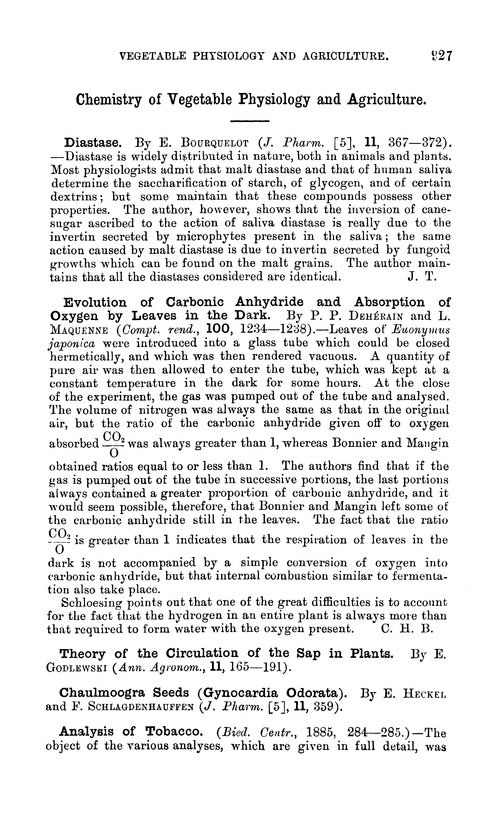 Chemistry of vegetable physiology and agriculture