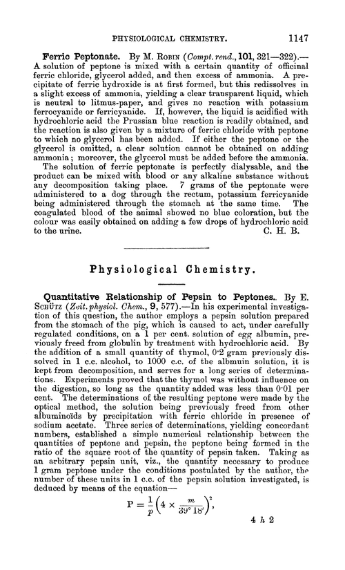 Physiological chemistry
