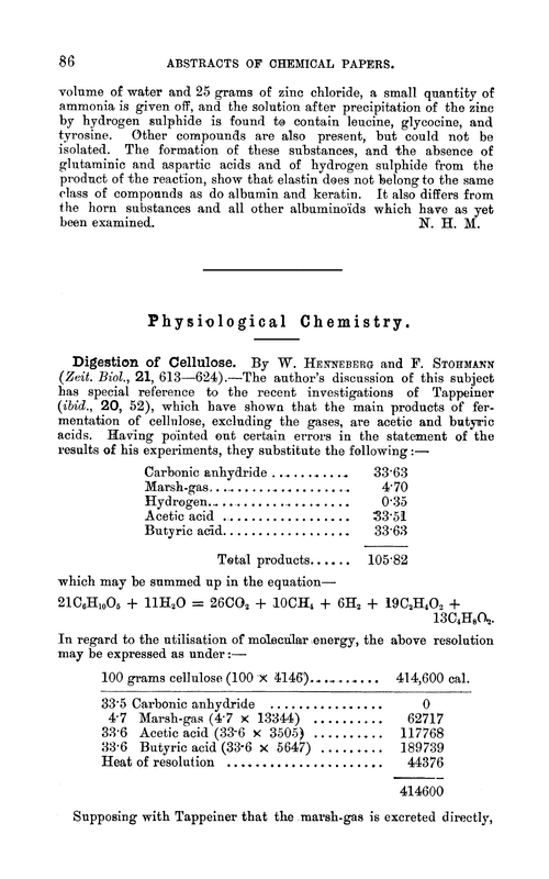 Physiological chemistry