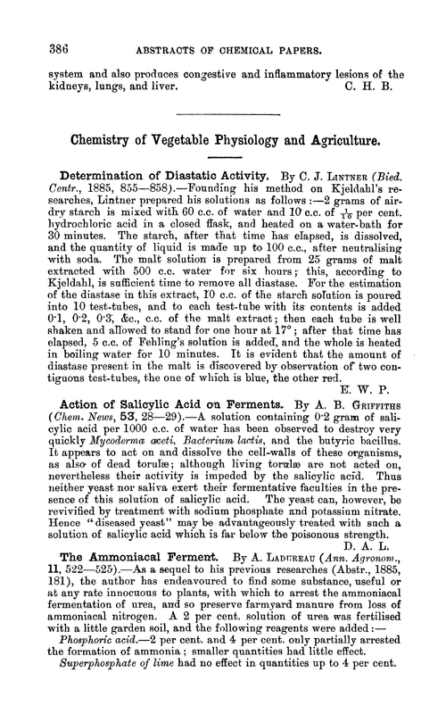 Chemistry of vegetable physiology and agriculture