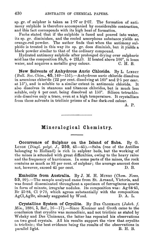 Mineralogical chemistry