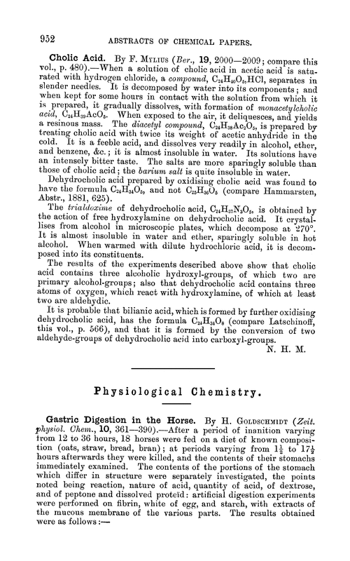 Physiological chemistry