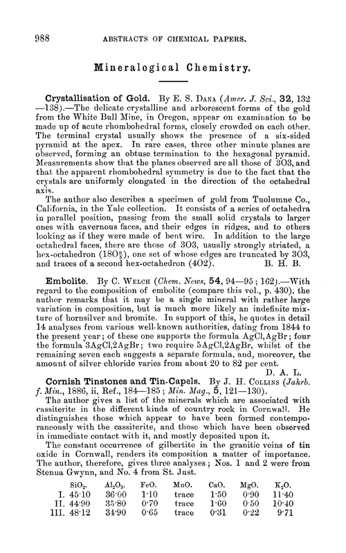 Mineralogical chemistry