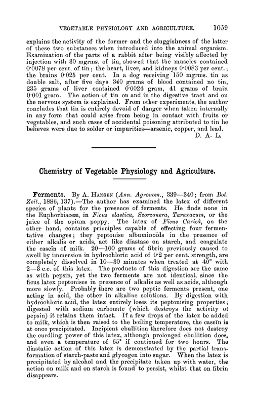 Chemistry of vegetable physiology and agriculture