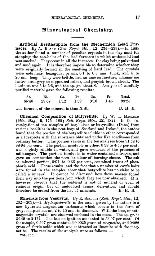 Mineralogical chemistry