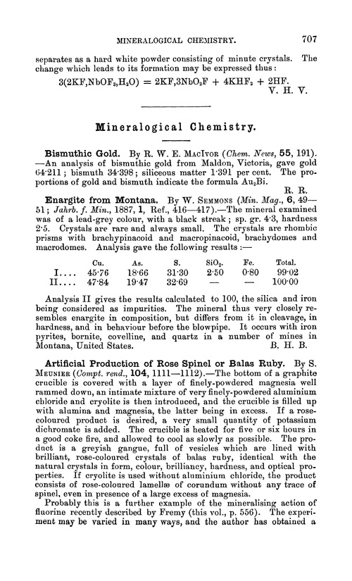 Mineralogical chemistry