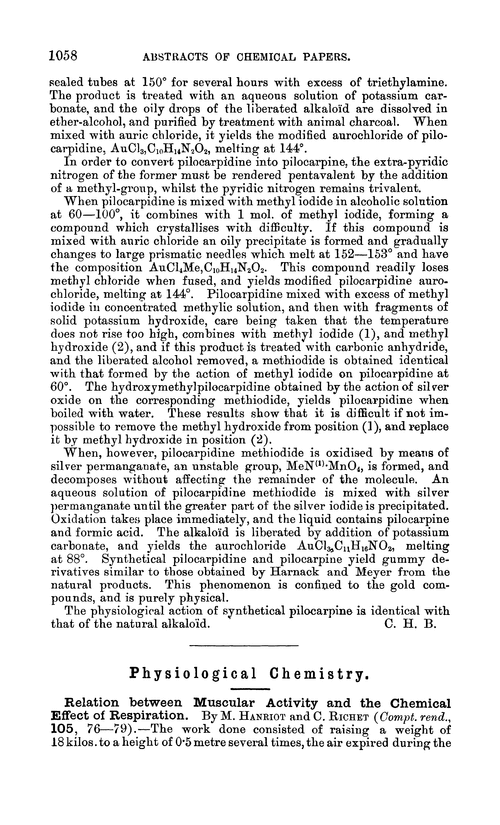 Physiological chemistry