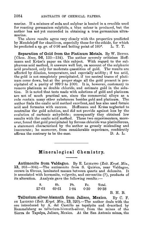 Mineralogical chemistry