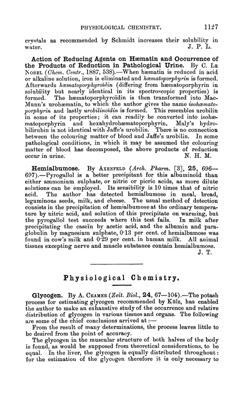 Physiological chemistry