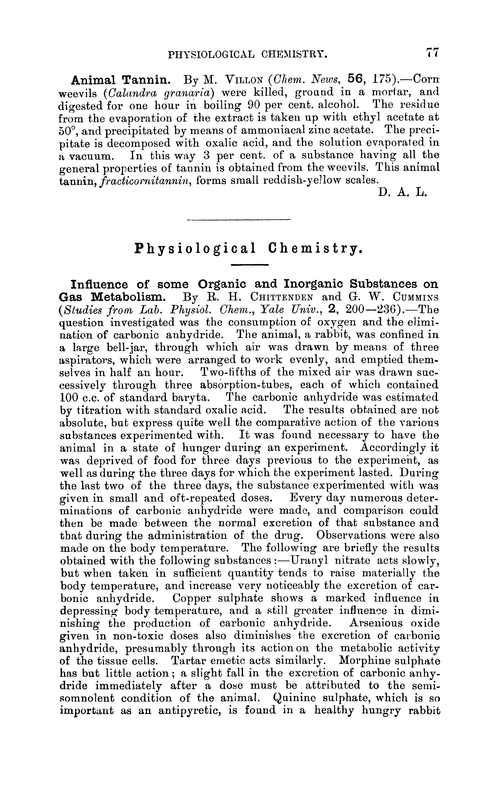Physiological chemistry