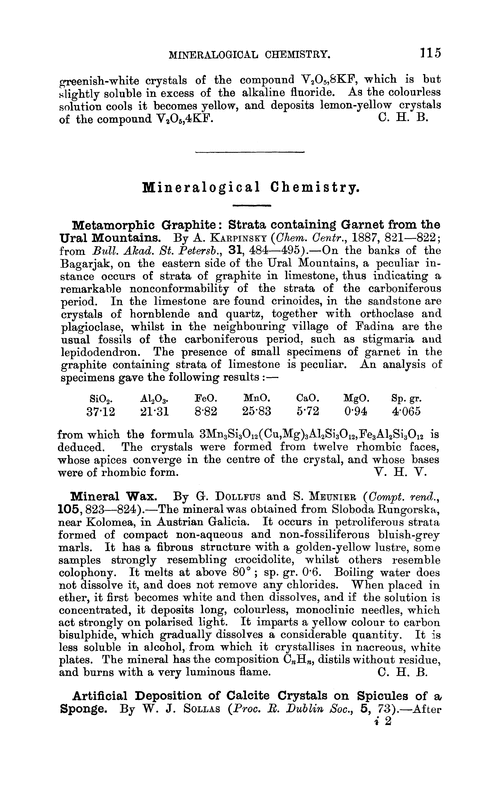 Mineralogical chemistry