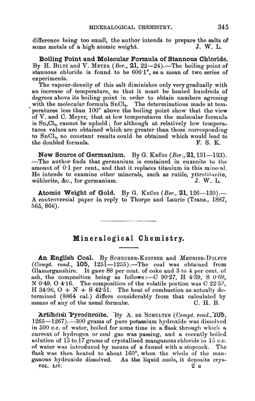 Mineralogical chemistry