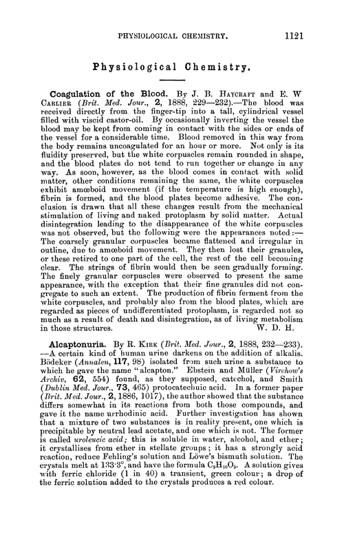 Physiological chemistry