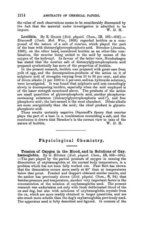 Physiological chemistry
