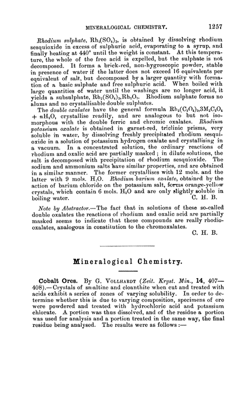 Mineralogical chemistry