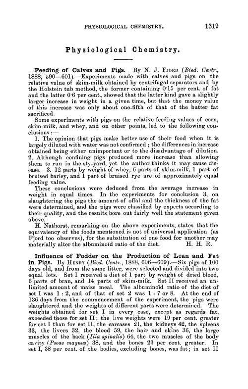 Physiological chemistry