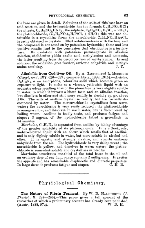 Physiological chemistry