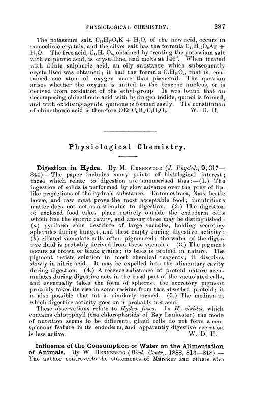 Physiological chemistry